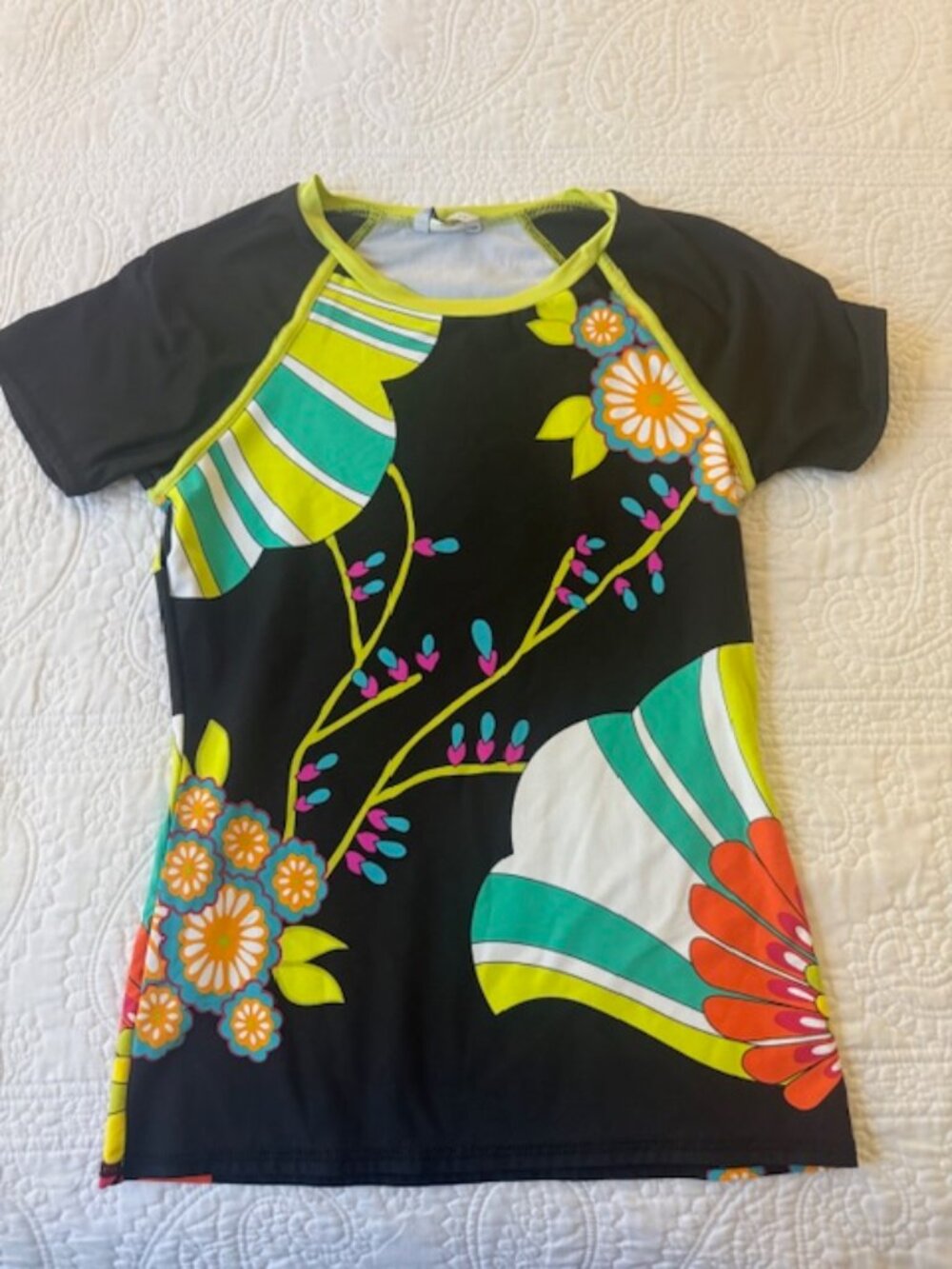 Trina Turk Fuji Fans Surf Rash Guard Swim Top